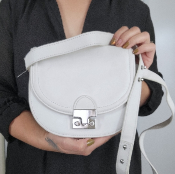 Loeffler Randall Handbags - Loeffler Randall White Saddle Crossbody Leather Bag